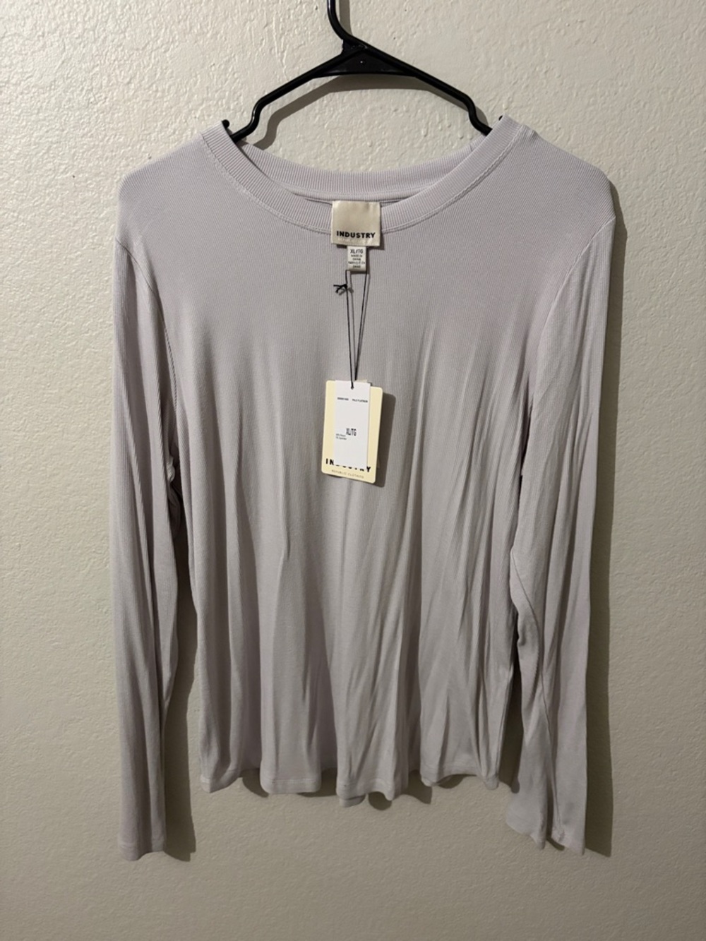 Industry Long Sleeve Crewneck Top — Light Gray